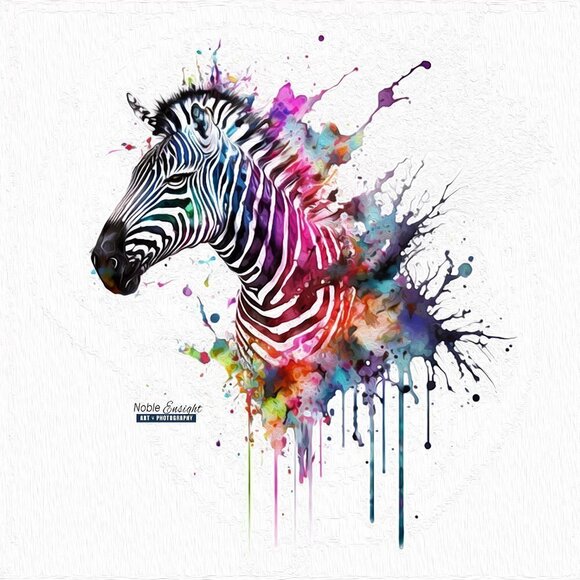 8x8 Zebra Fantasy Wall Art‎ Watercolor Oil Painting Print - Picture 3 of 6